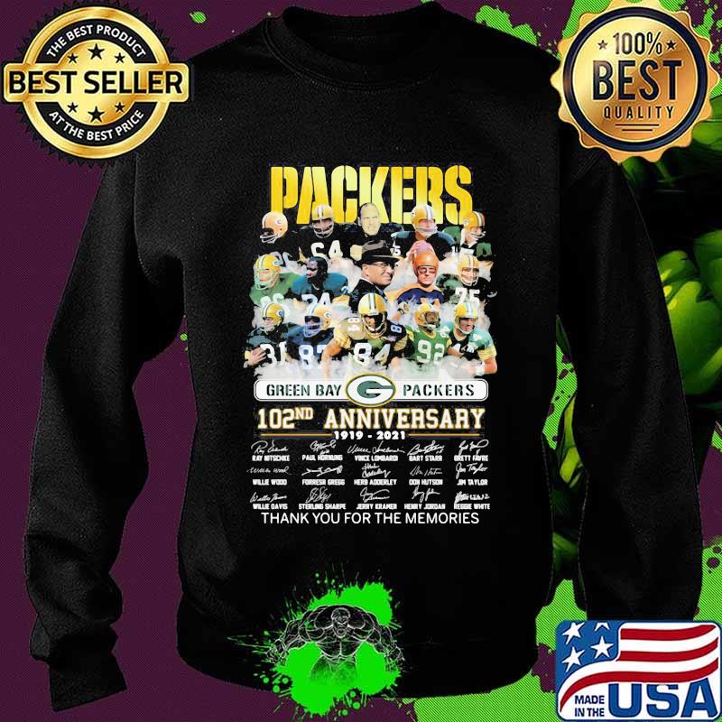 Packers Green Bay 102nd Anniversary 1919 2021 Thank You For The Memories Signature Shirt Sweater Packers Green Bay 102nd Anniversary 1919 2021 Thank You For The Memories Signature Shirt Sweater