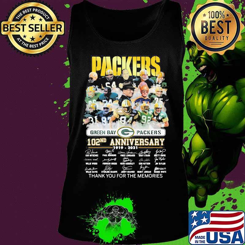 Packers Green Bay 102nd Anniversary 1919 2021 Thank You For The Memories Signature Shirt Tank top Packers Green Bay 102nd Anniversary 1919 2021 Thank You For The Memories Signature Shirt Tank top