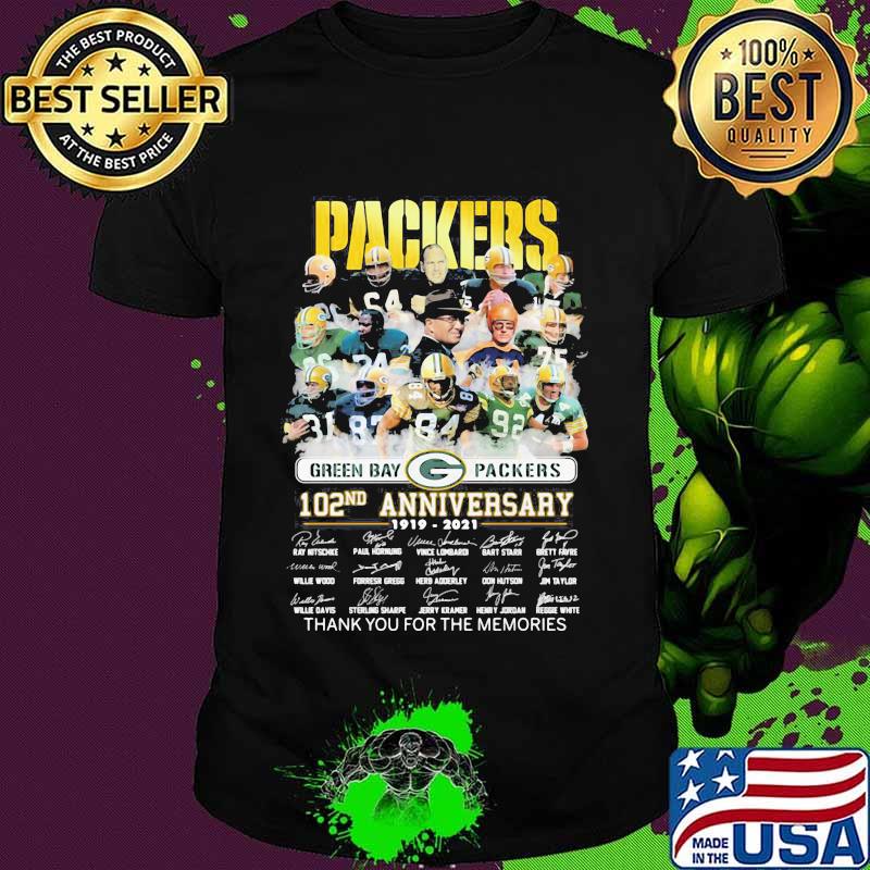 Packers Green Bay 102nd Anniversary 1919 2021 Thank You For The Memories Signature Shirt