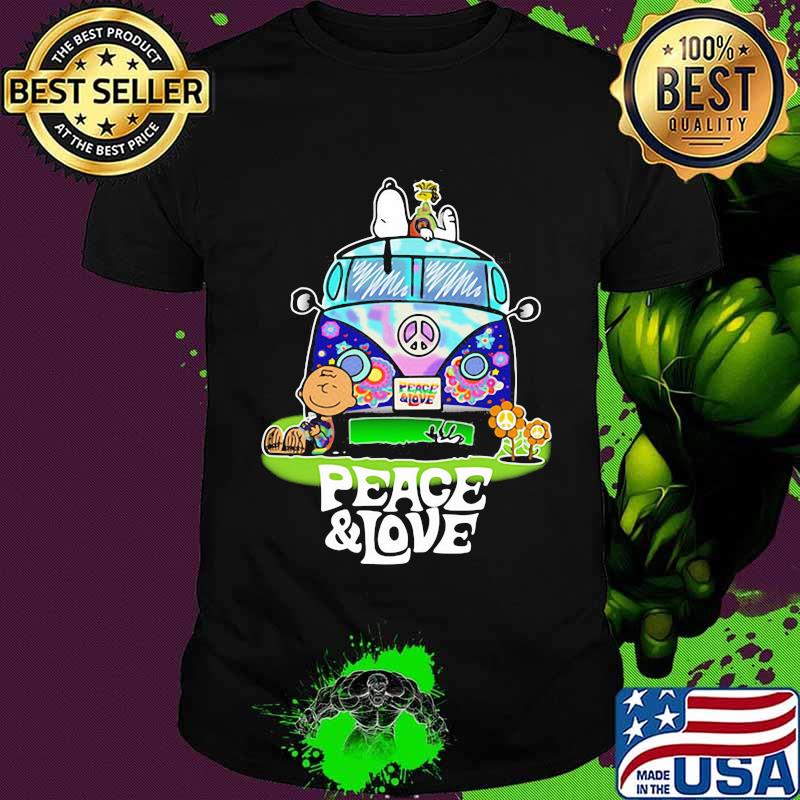 Peace Love Lgbt Bus Peanuts Snoopy Woodtosck Shirt