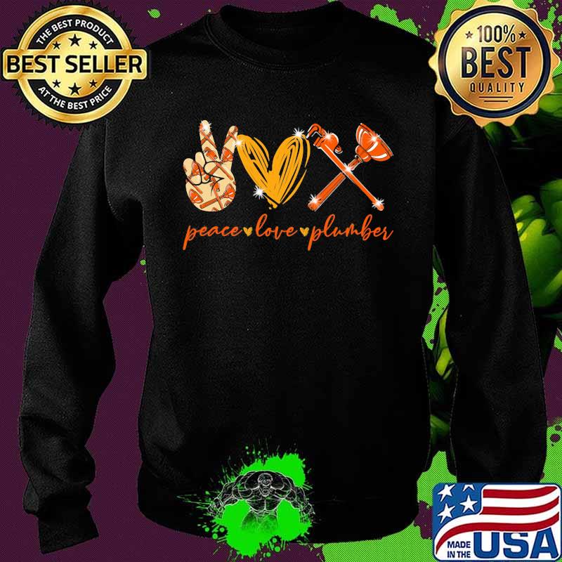 Peace Love Plumber Heart Yellow Shirt Sweater Peace Love Plumber Heart Yellow Shirt Sweater