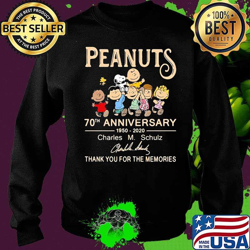 Peanuts 70th Anniversary 1950 2020 Charles Schulz Thank You For The Memories Signuature Shirt Sweater Peanuts 70th Anniversary 1950 2020 Charles Schulz Thank You For The Memories Signuature Shirt Sweater