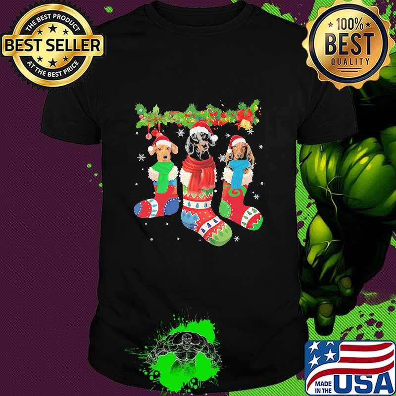 Santa Dachshund Socks Christmas Shirt
