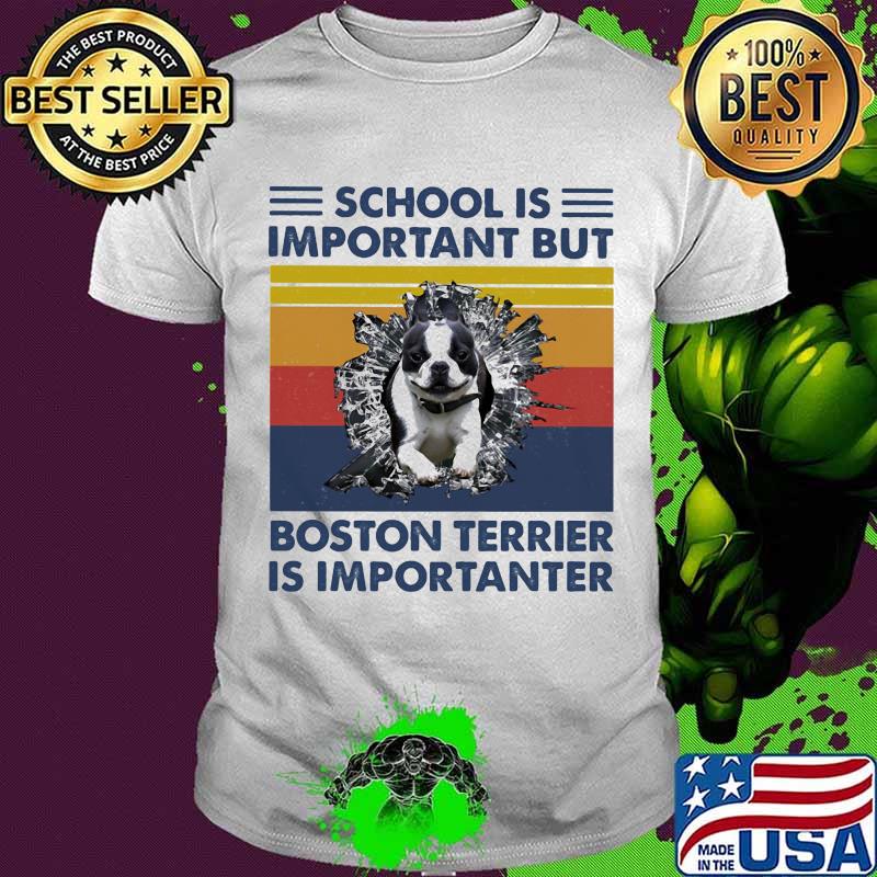 School Is Important But Boston Terrier Is Importanter Dog Vintage Shirt