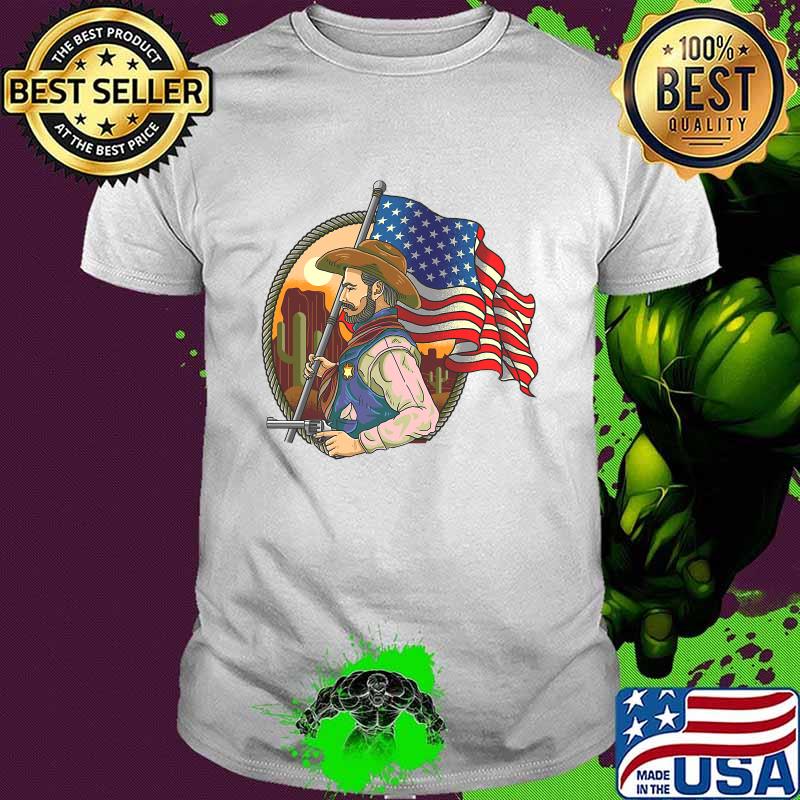 Sheriff Man With American Flag Shirt