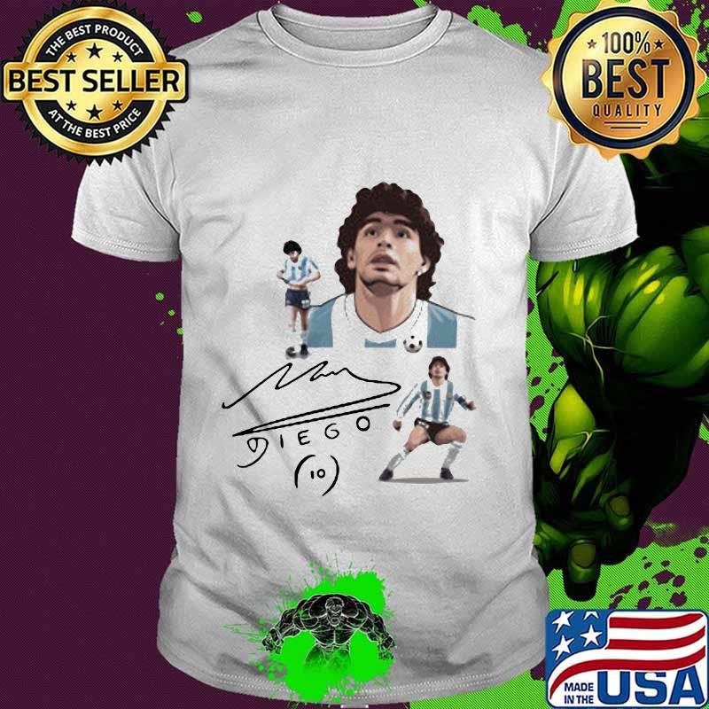 Signuature Diego Maradona Number 10 Legend Football Shirt Rip In Peace Diego Maradona Legend Football Shirt