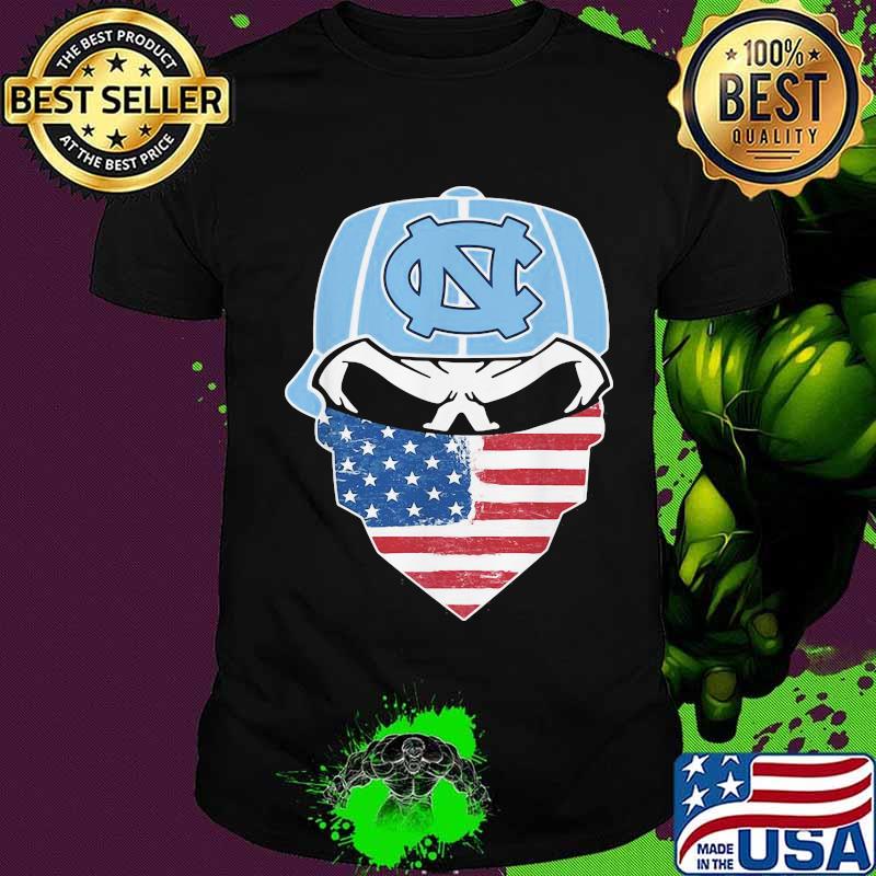 Skull Wear Hat North Carolina Tar Heels Football Mask American Flag Shirt