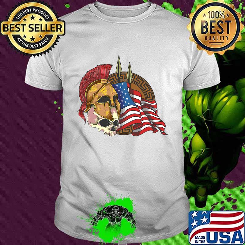 Skulls Spartan Armor Skull American Flag Shirt