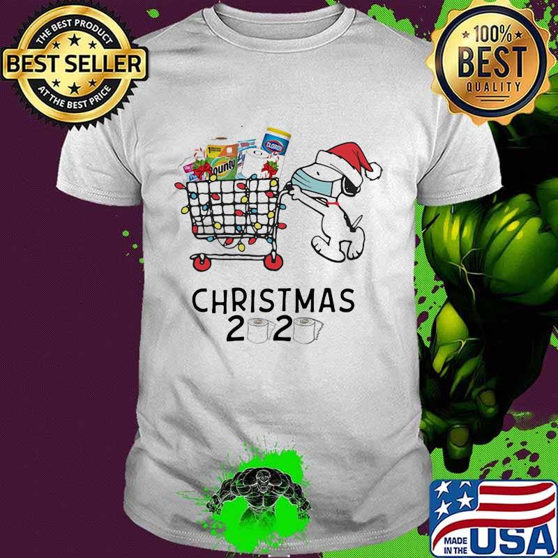Snoopy Wear Mask With Hat Santa Claus Go Shopping Christmas 2020 Toilet Paper Shirt