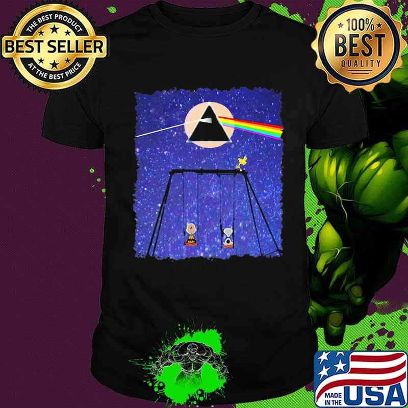 Snoopy Woodstock And Friend Watching Moon Pink Floyd Shirt