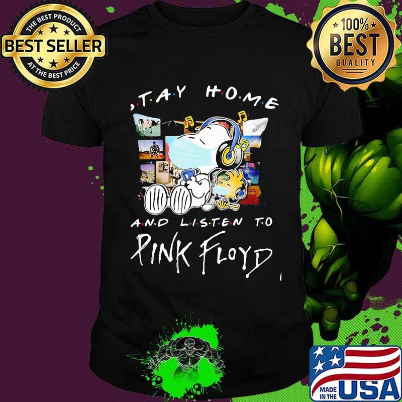 Stay Home And Listen To Pink Floyd Snoopy And Woodstock Wear Mask Shirt