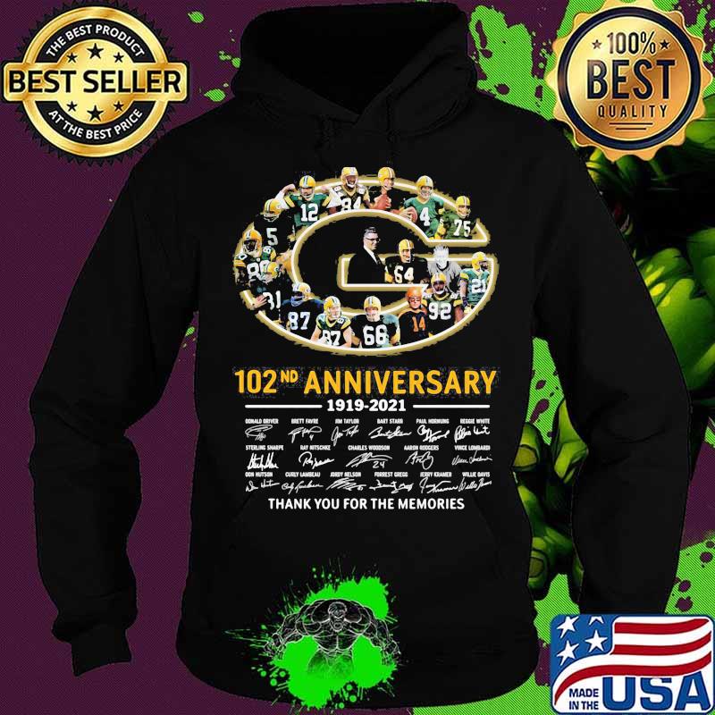 102nd Anniversary 1919 2021 Green Bay Packers Thank You For The Memories Signature Shirt Hoodie 102nd Anniversary 1919 2021 Green Bay Packers Thank You For The Memories Signature Shirt Hoodie