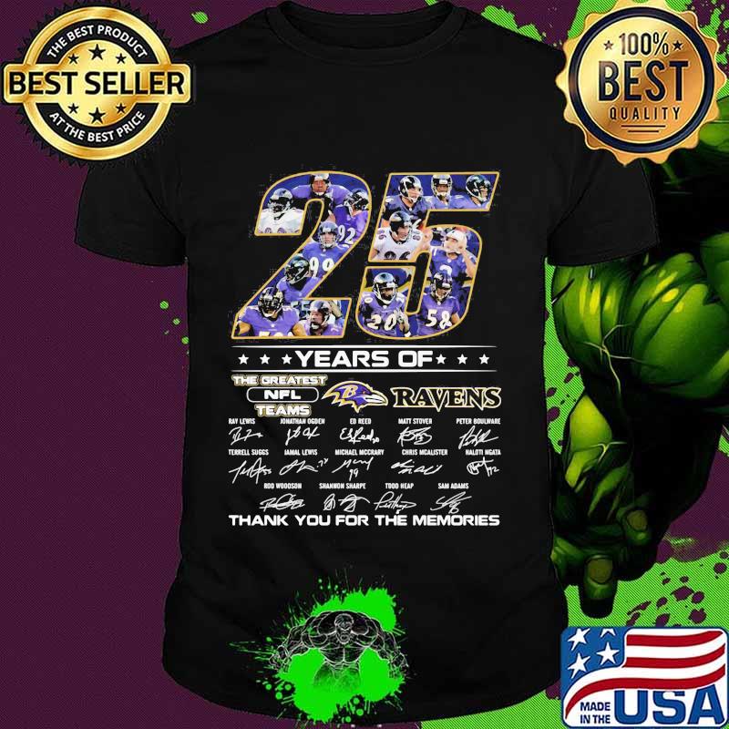 25 Years Of The Greatest Nfl Teams Ravens Thank You For The Memories Signature Shirt