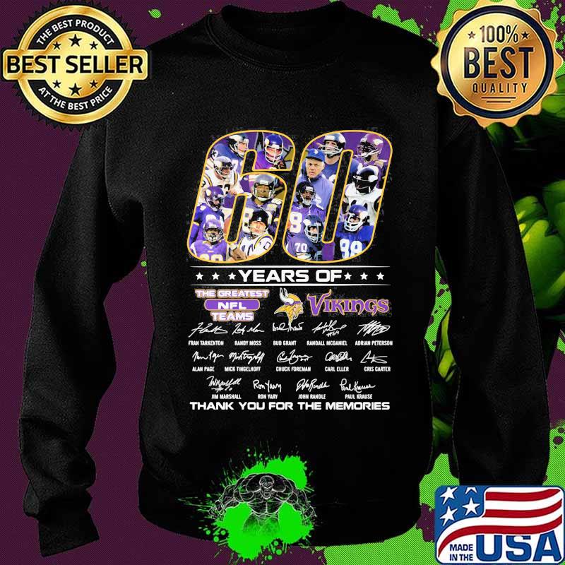 60 Years Of The Greatest Nfl Teams Vikings Signature Shirt Sweater 60 Years Of The Greatest Nfl Teams Vikings Signature Shirt Sweater