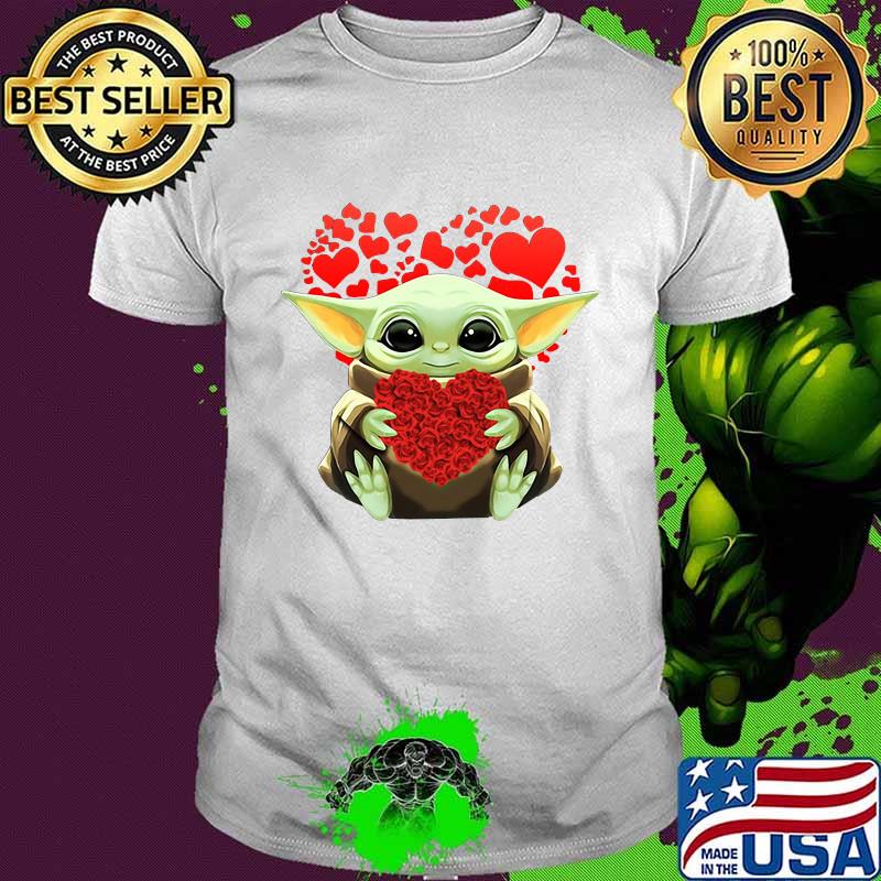 Baby Yoda Heart Roses Valentine Day Shirt