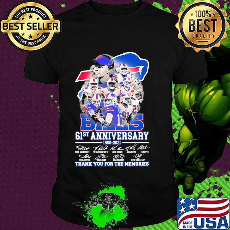Bills 61st Anniversary 1960 2021 Thank You For The Memories Signature Team Football Shirt