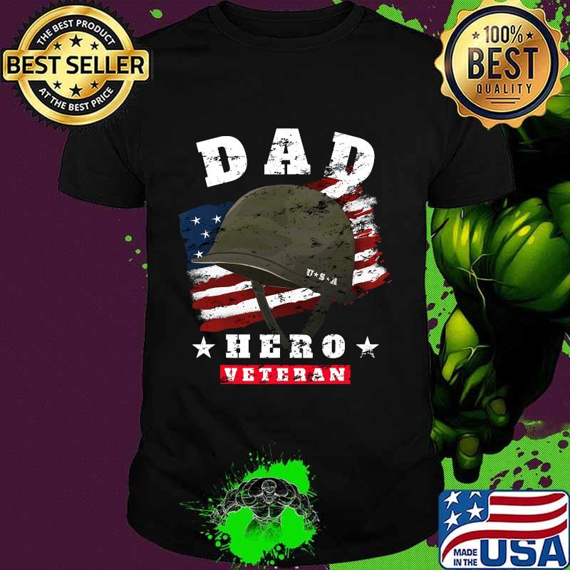Dad Us Army Veteran Hero Father's Day American Flag Shirt