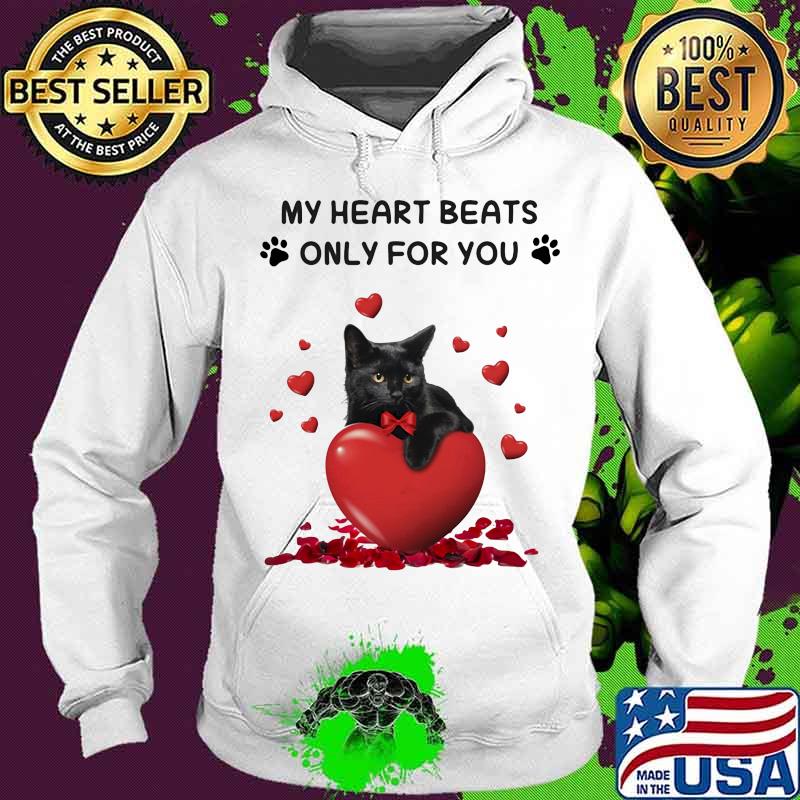My Heart Beats Only For You Black Cat Happy Valentine’s Day Shirt