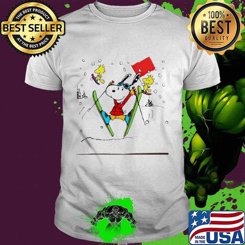 Official Snoopy And Woodstock Snowboarding Shirt