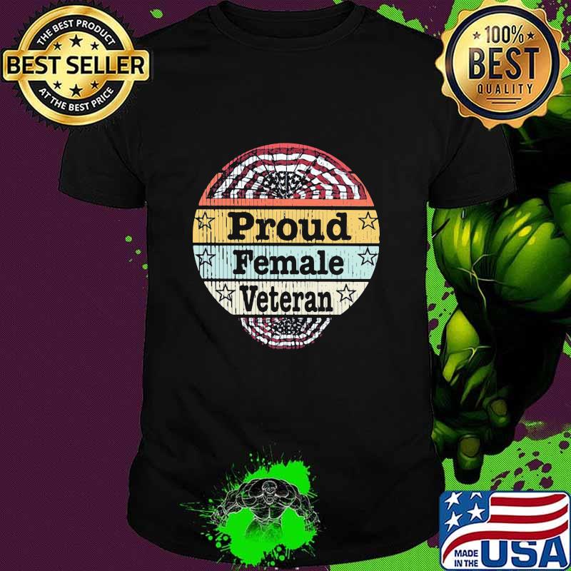 Proud Female Veteran American Flag Vintage Shirt