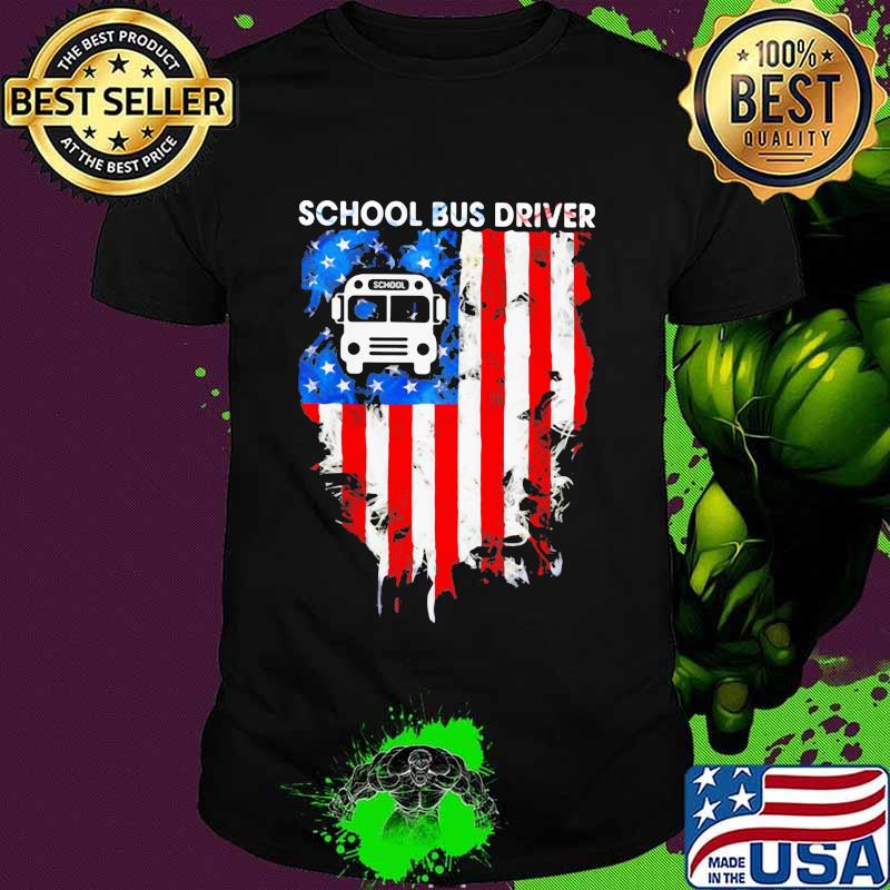 School Bus Driver Bus American Flag Shirt