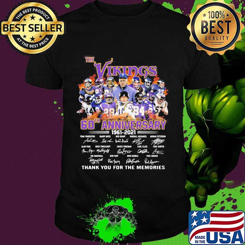 The Vikings 60th Anniversary 1961 2021 Thank You For The Memories Signature Shirt