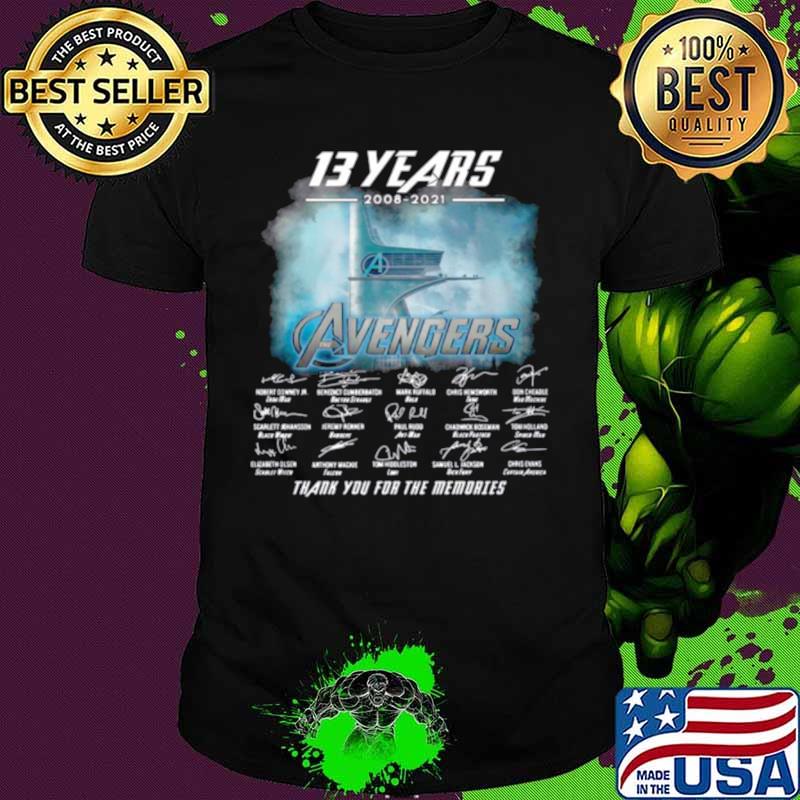13 Years 2008 2021 Of The Avengers Signatures Thanks For The Memories shirt