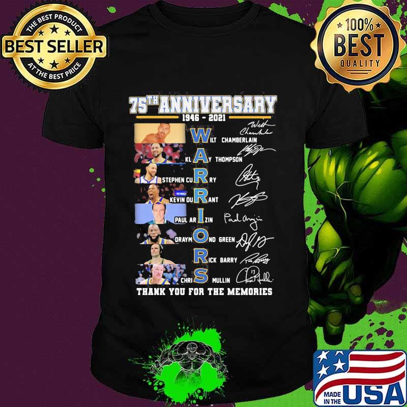 75th Anniversary 1946 2021 Warriors Thank You For The Memories Signature Shirt