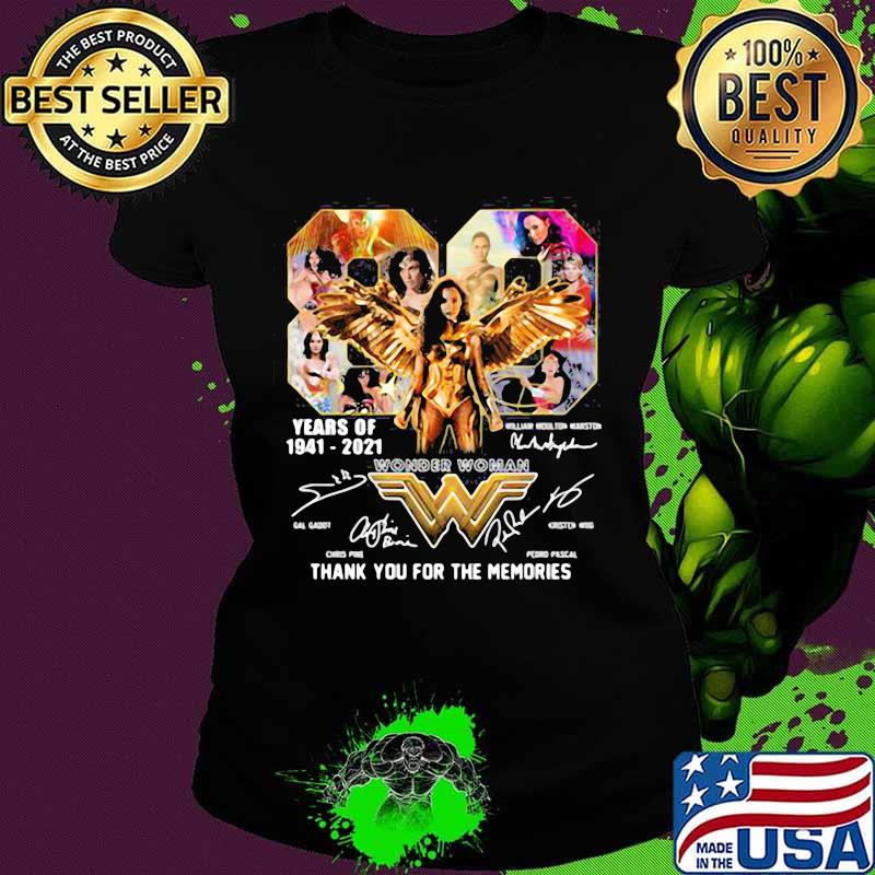 80 years of 1941 2021 wonder woman thank you for the memories signature s Ladies tee 80 years of 1941 2021 wonder woman thank you for the memories signature s Ladies tee
