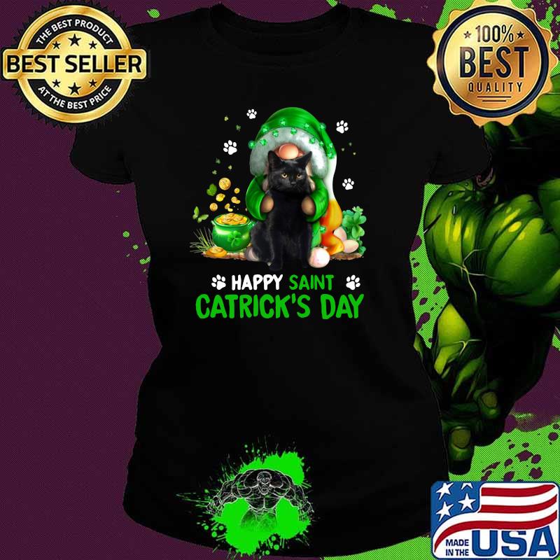 Happy Saint Catrick’s Day Black Cat Irish Gnome Shirt Ladies tee Happy Saint Catrick’s Day Black Cat Irish Gnome Shirt Ladies tee