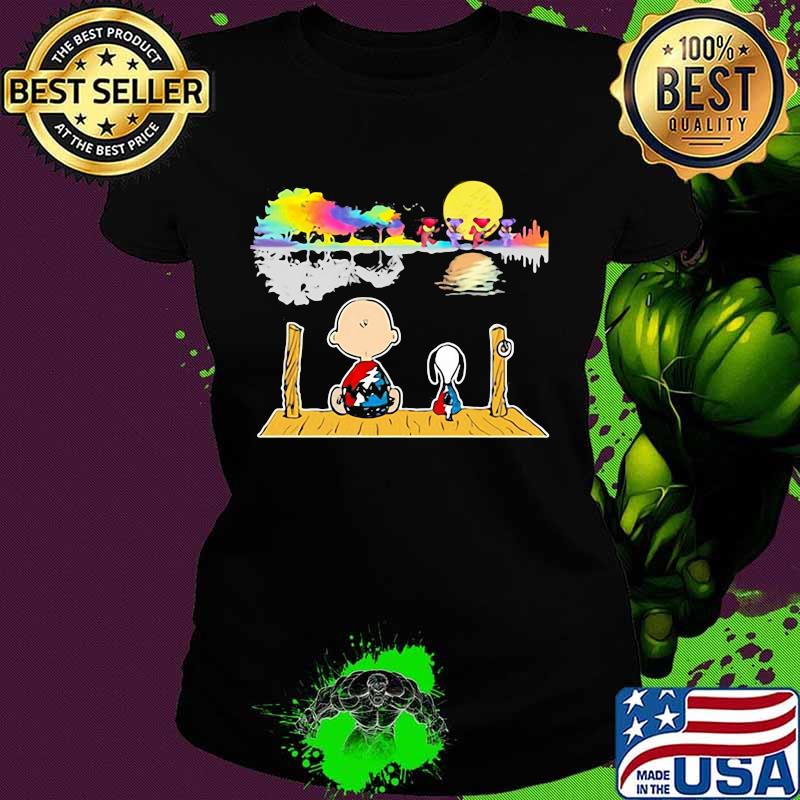 Charlie And Snoopy Watchs Dancing Bear Grateful Dead Shirt Ladies tee Charlie And Snoopy Watchs Dancing Bear Grateful Dead Shirt Ladies tee