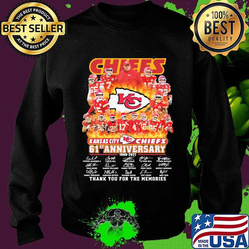 Chiefs Kansas City 61st Anniversary 1960 2021 Thank You For The Memories Signature Shirt Sweater Chiefs Kansas City 61st Anniversary 1960 2021 Thank You For The Memories Signature Shirt Sweater