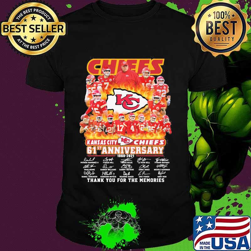 Chiefs Kansas City 61st Anniversary 1960 2021 Thank You For The Memories Signature Shirt