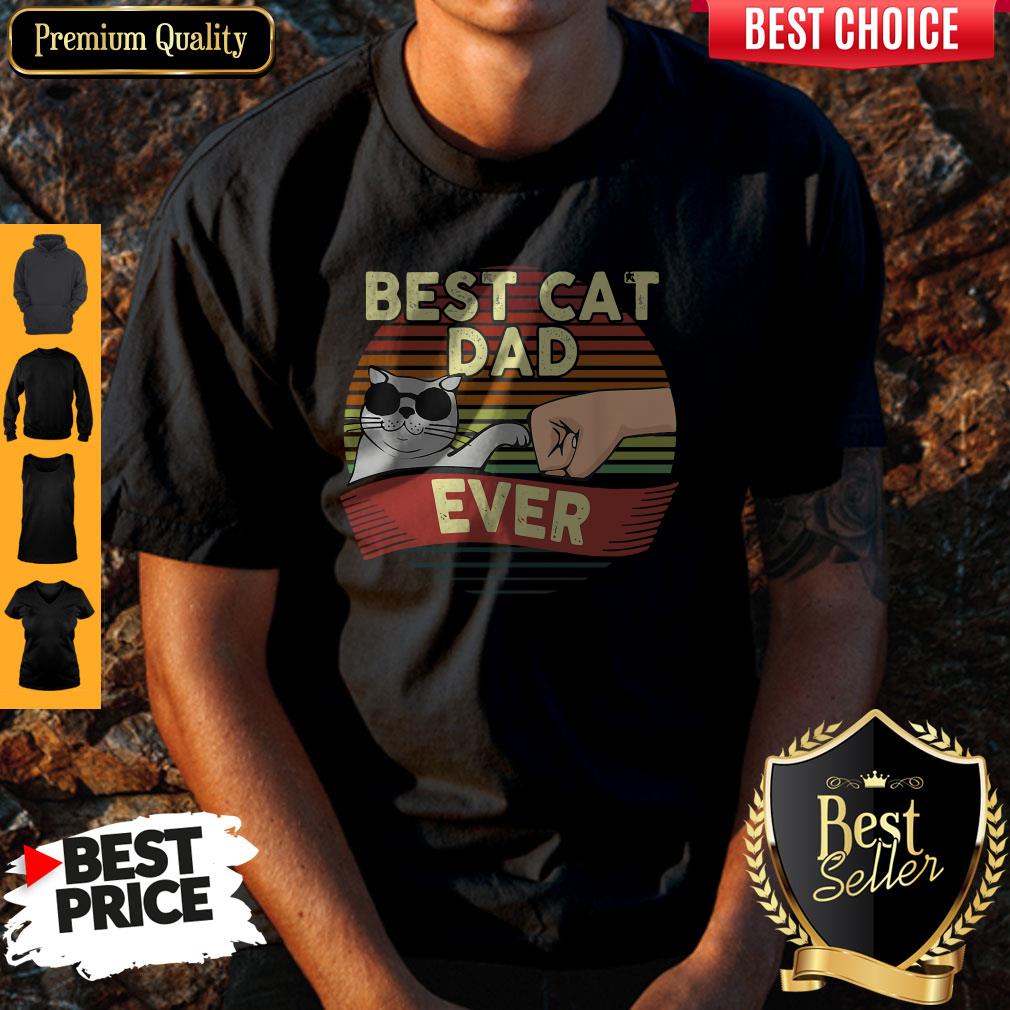Cute Best Cat Glasses Dad Ever Vintage Shirt