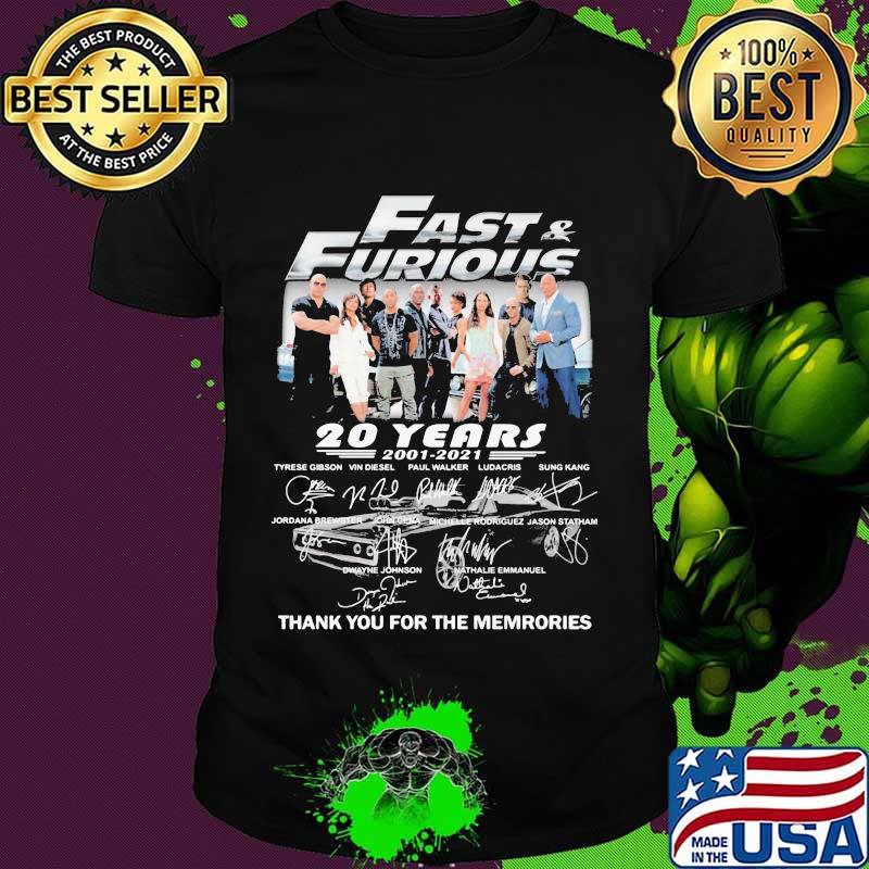 Fast And Furious 20 Years 2001 2021 Thank You For The Memories Signature Shirt