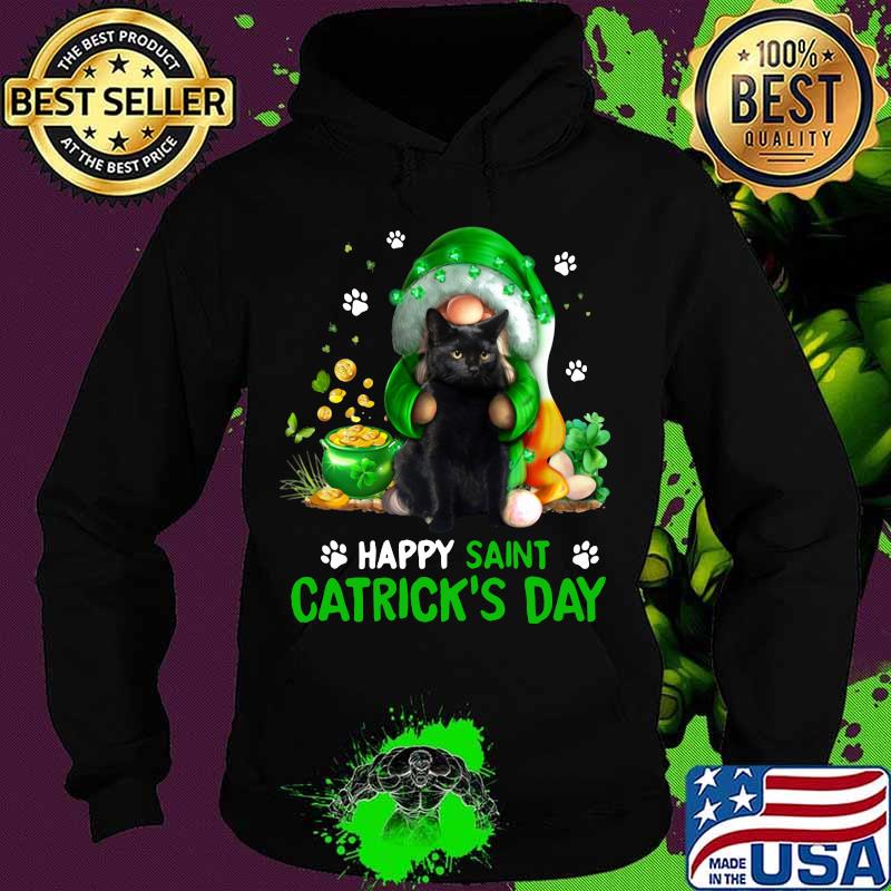 Happy Saint Catrick’s Day Black Cat Irish Gnome Shirt