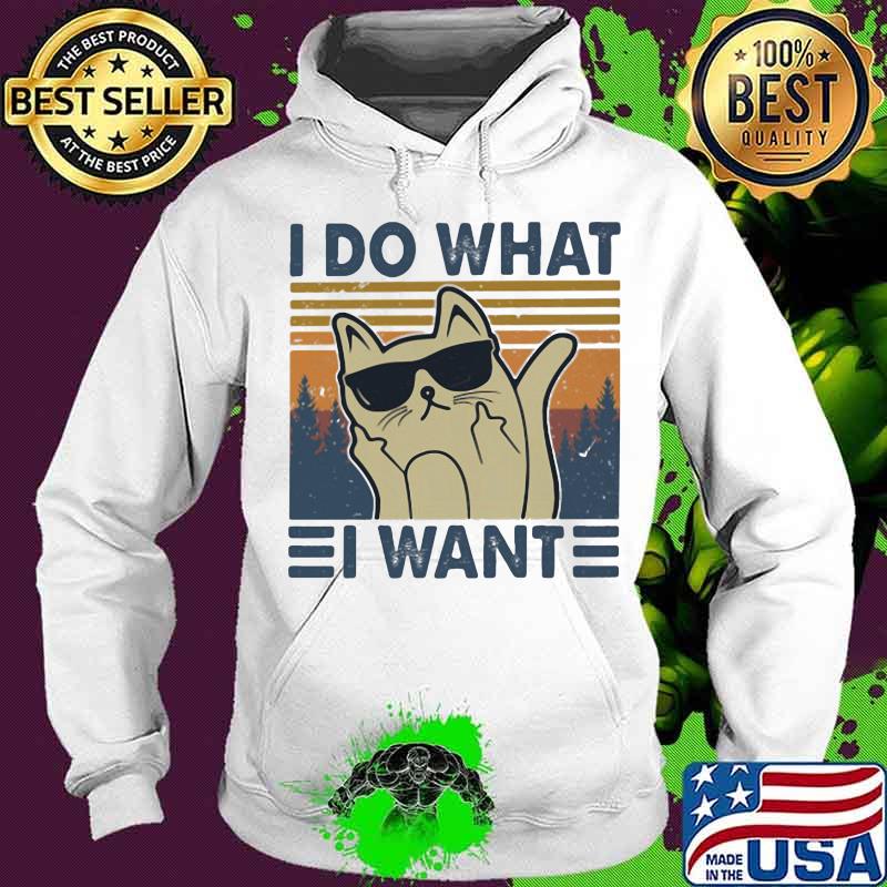 I Do What I Want Black Cat Wear Sunglasses Vintage Shirt