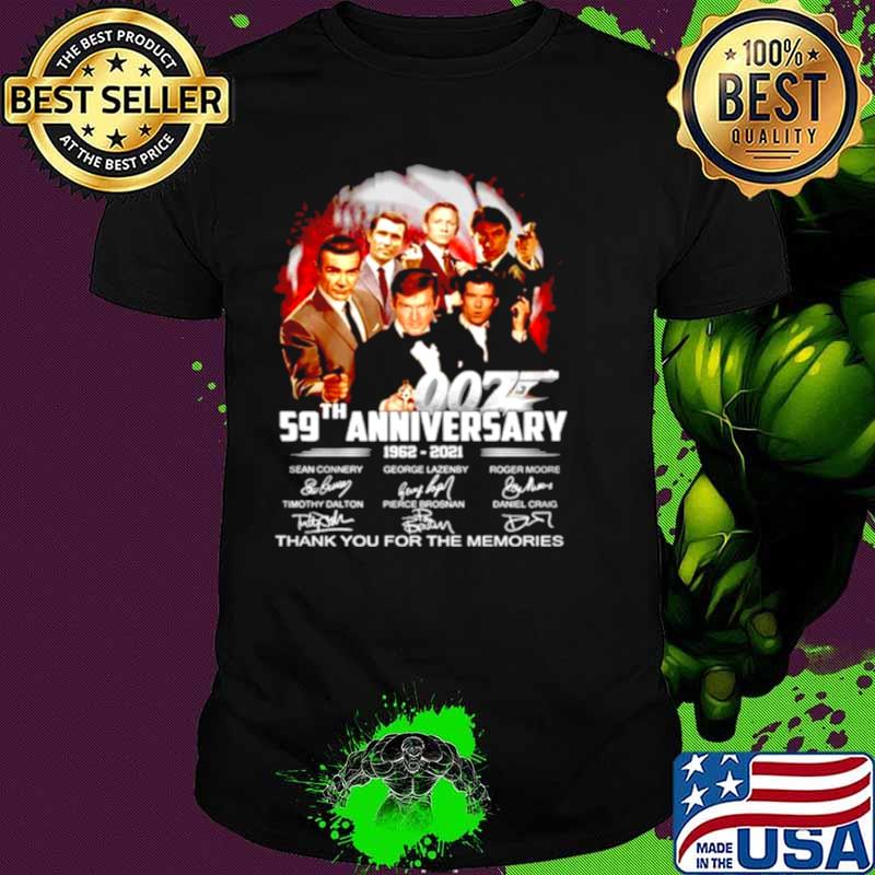 James Bond 007 59th Anniversary 1962 2021 signature thank you for the memories shirt