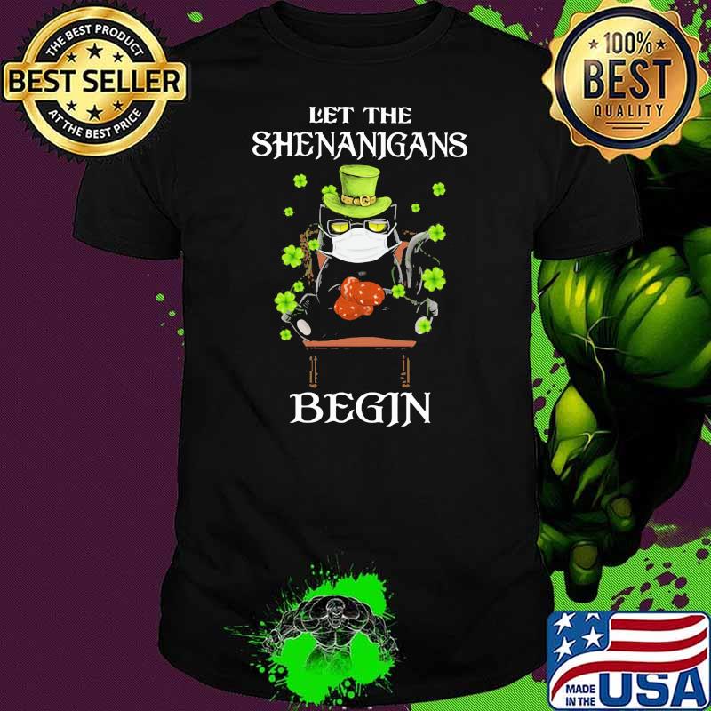 Let The Shenanigans Begin Black Cat Wear Mask Covid 19 Patricks Day Shirt