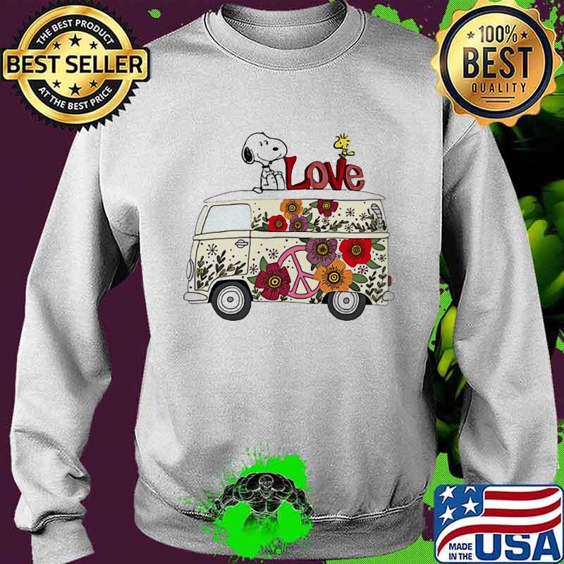 Love Bus Flowers Snoopy And Woodstock Shirt Sweater Love Bus Flowers Snoopy And Woodstock Shirt Sweater