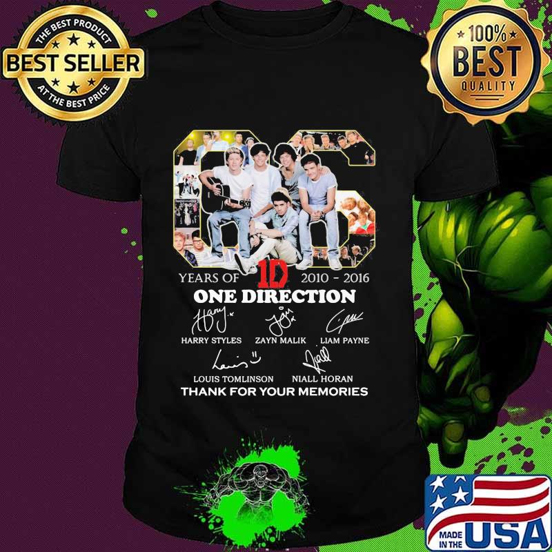 06 Years Of 2010 2016 One Direction Thank You For The Memories Shirt