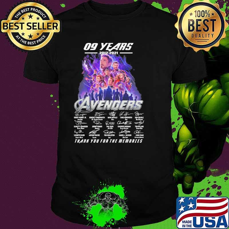 09 Years 2012 2021 Avengers Thank You For The Memories Signature Shirt
