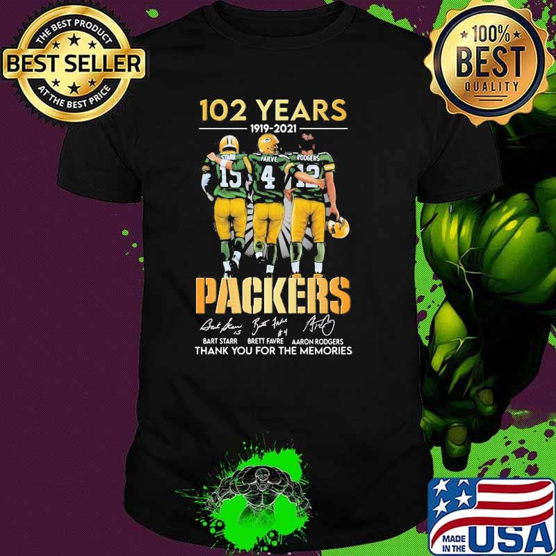 102 Years 1919 2021 Packers Thank You For The Memories Signature Shirt