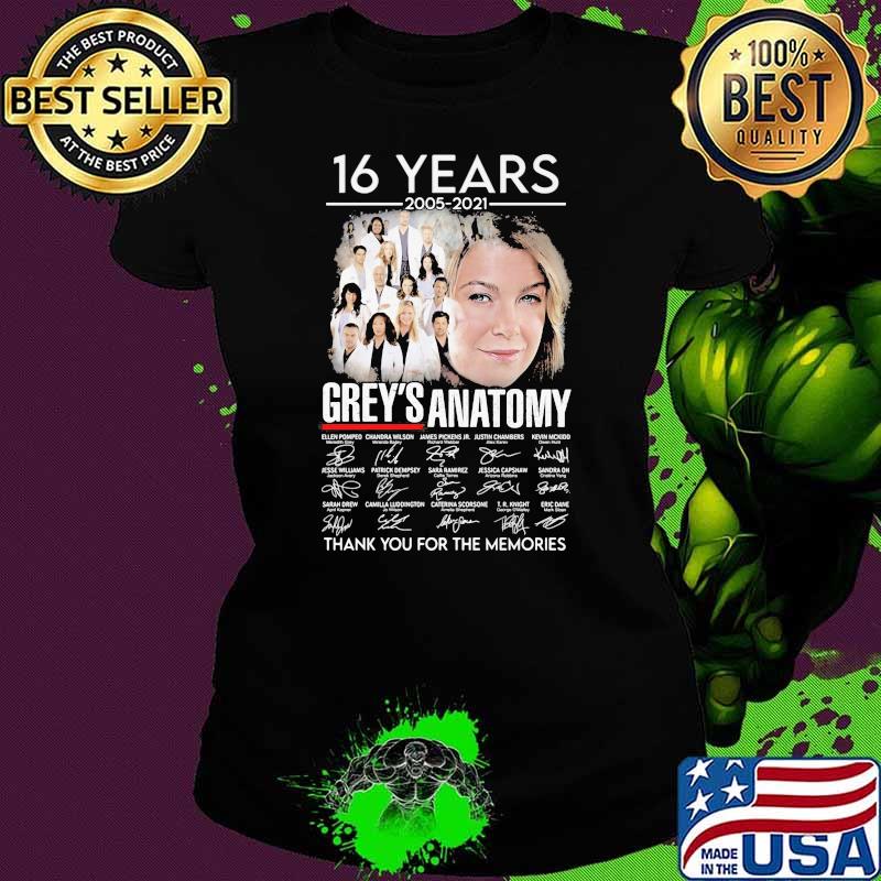 16 Years 2005 2021 Grey’s Anatomy Thank You For The Memories Signature Shirt Ladies tee 16 Years 2005 2021 Grey’s Anatomy Thank You For The Memories Signature Shirt Ladies tee