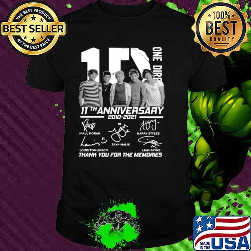 1D one Direction 11th anniversary 2010 2021 signatures thank you for the memories shirt