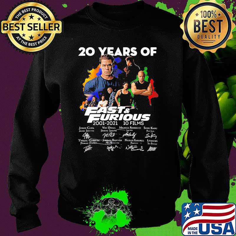20 Years Of Fast And Furious 2001 2021 10 Films Signatures Shirt Sweater 20 Years Of Fast And Furious 2001 2021 10 Films Signatures Shirt Sweater