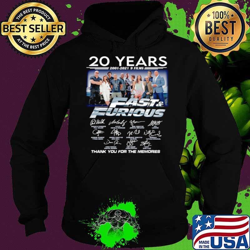 20 Years Of Fast And Furious 2001 2021 9 Films Thank You For The Memories Signatures Hoodie 20 Years Of Fast And Furious 2001 2021 9 Films Thank You For The Memories Signatures Hoodie