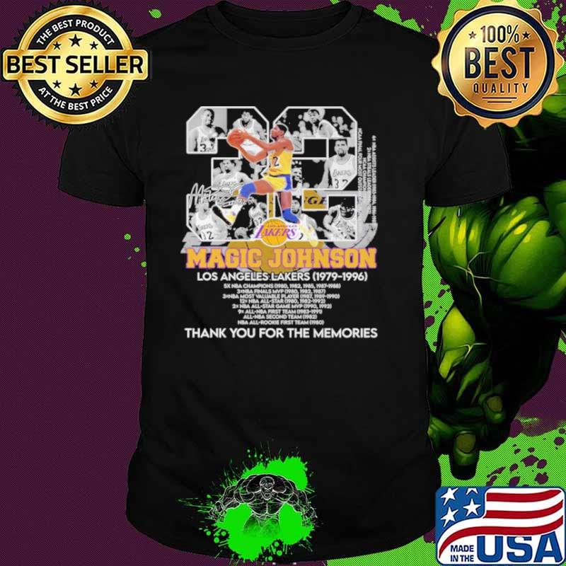 23 Magic Johnson Los Angeles Lakers1979 1996 Thank You For The Memories Signature Shirt