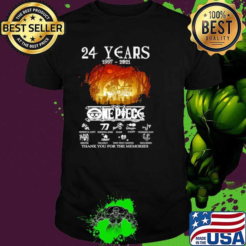 24 Years 1997 2021 One Piece Signatures Thank You For The Memories Shirt