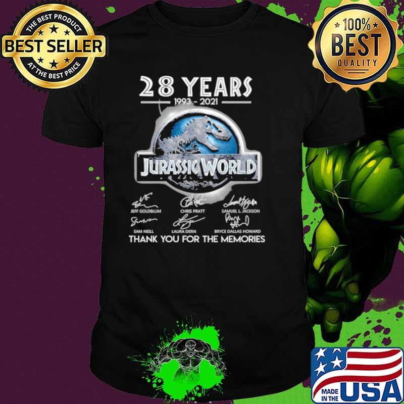 28 Years 1993 2021 Jurassic World Signatures Thank You For The Memories Shirt